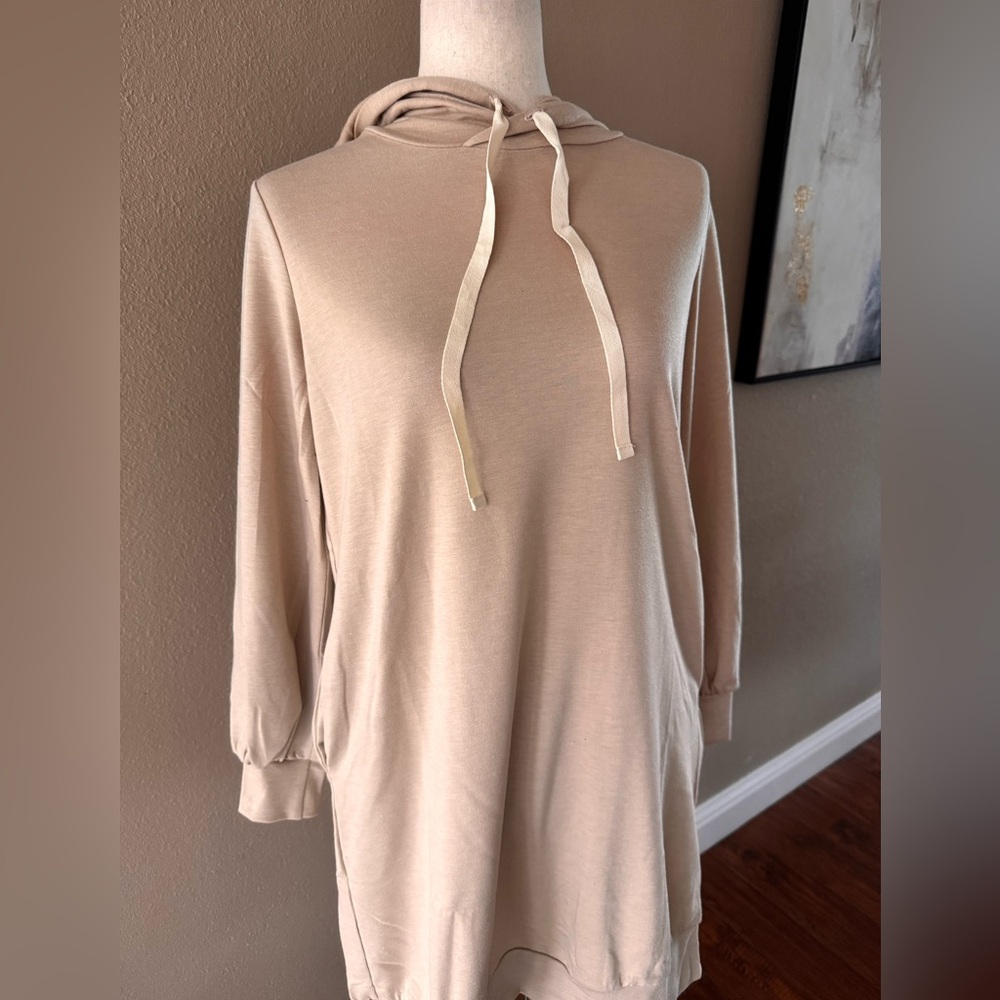 Light tan Hoodie tunic versatile dress - Picture 5 of 8